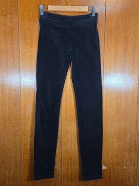 Filippa K Black Cotton Stretch Velvet Side-Zip Skinny Pants - Size XS